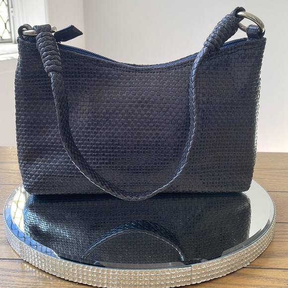 Handbags - Vintage Navy woven shoulder bag | genuine leather | made in India
